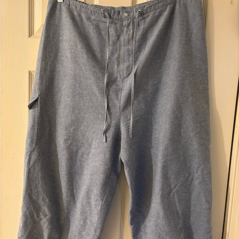 Palm Grove Light Blue Capris with Drawstring Waist and Relaxed Fit 1X